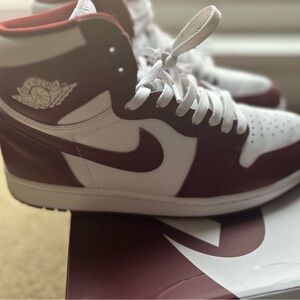 Size 10 Men's Burgundy and White, Jordan 1’s